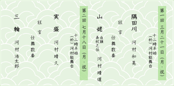 河村定期研能会 年間公演予定